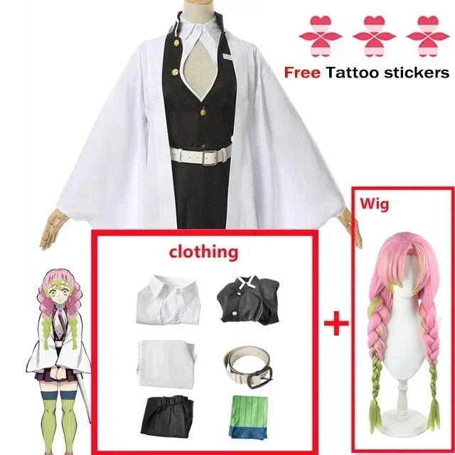 Anime Kanroji Mitsuri Cosplay Costume Kimono Haori Dress Wig Clothes Halloween Costume for Adult Children SS69 47.69 Style b / L
