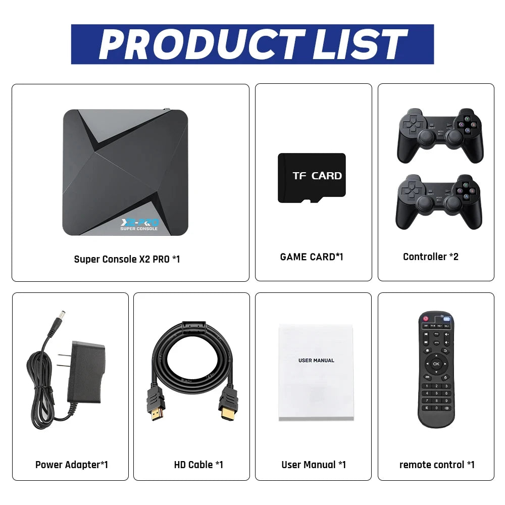 KINHANK Retro Video Game Console Super Console X2 Pro with 90000 Video Games for PS1/DC/MAME/SS with Gamepad Kid Gift Game Box SS69