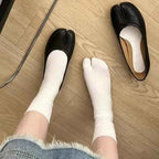 Japanese Ruffled Edge Cotton Split Toe Socks Solid Color Two-Toed Sock Unisex Harajuku Simple Tabi Socks High Elastic Hosiery