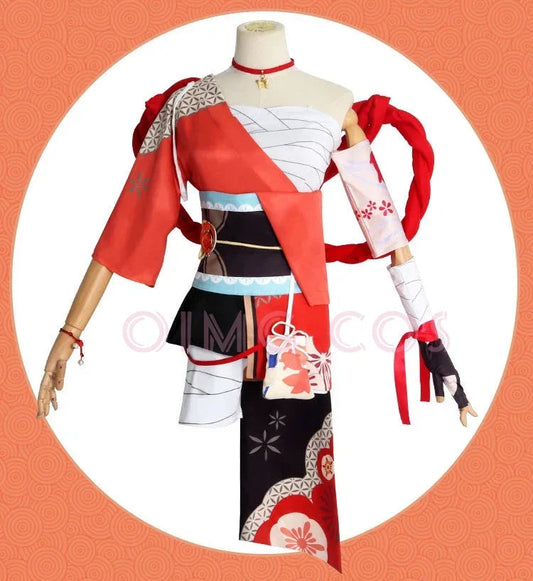 Genshin Impact Yoimiya Cosplay Costume Adult Carnival Uniform Wig Anime Halloween Party Costumes Masquerade Women Game SS69