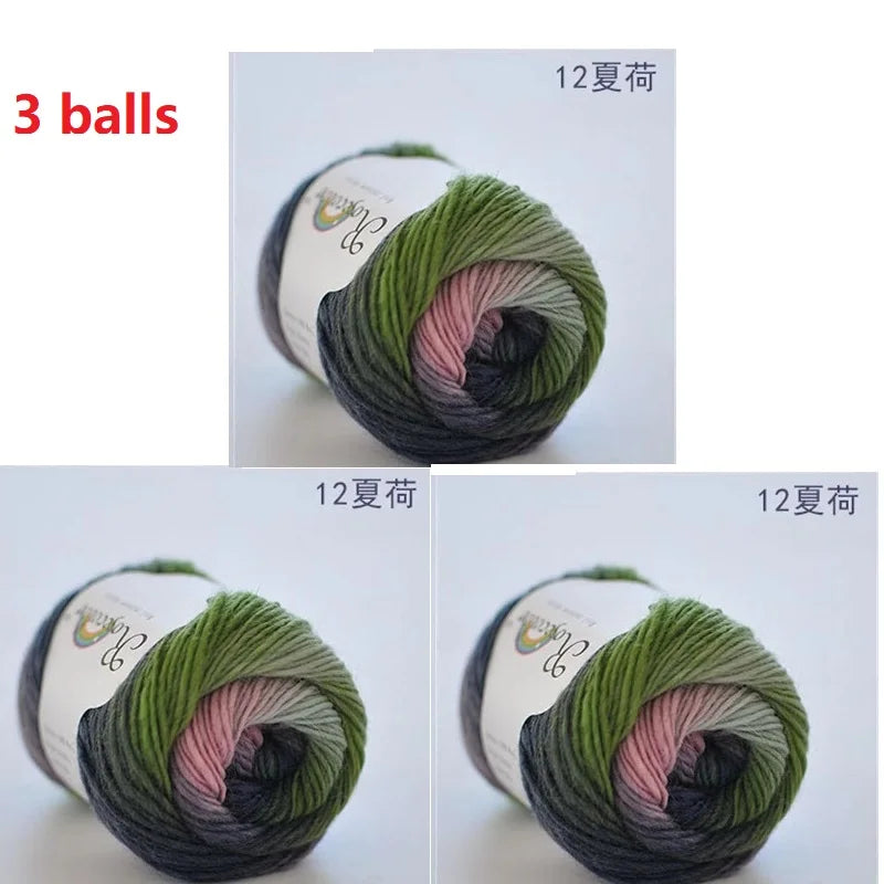 100% Wool Yarn Rainbow Color for Hand Knitting Crochet Plush Thickness Lanas Thread DIY Soft Scarf Shawl Sweater Free Shipping