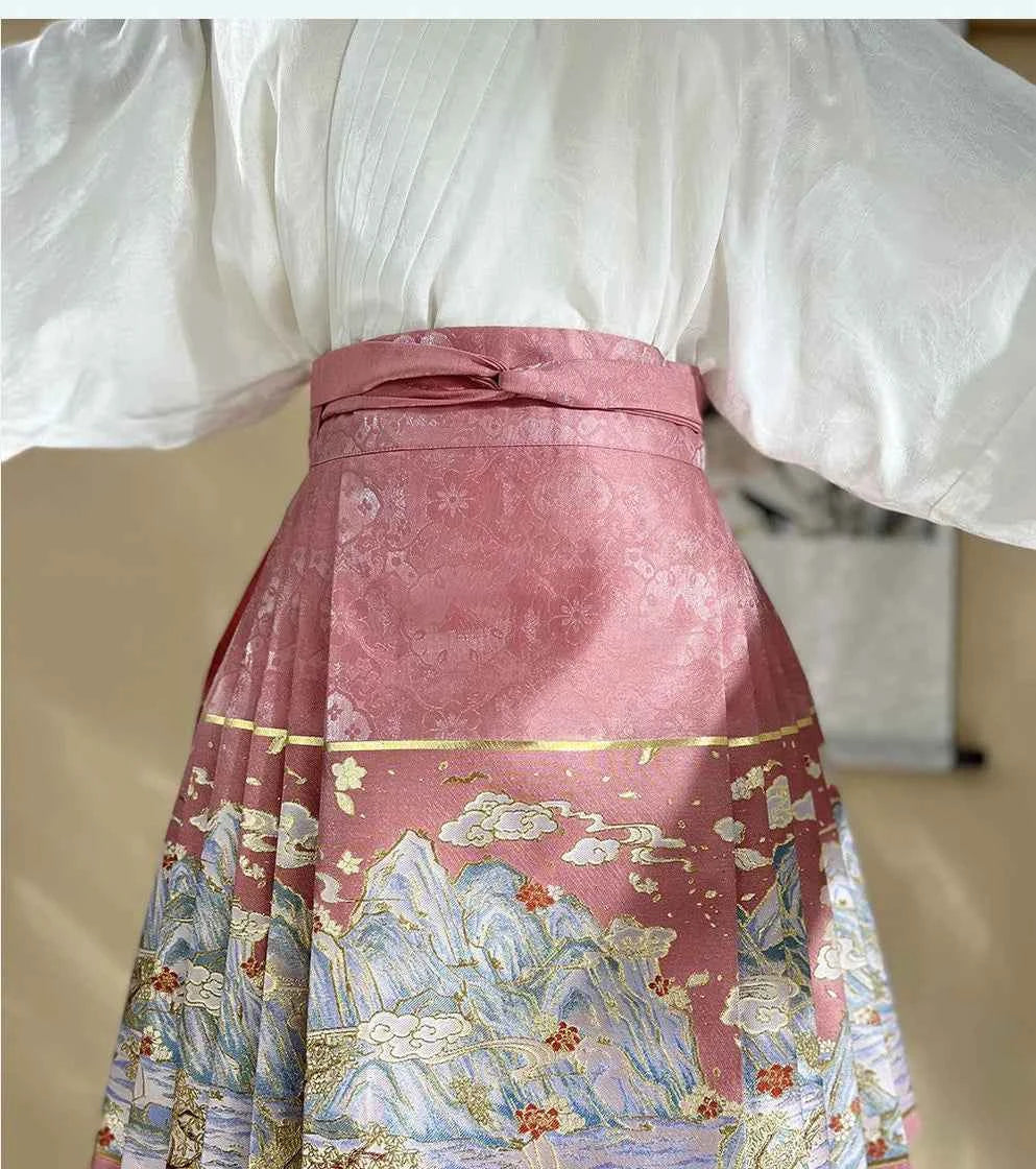 Summer New Short Horse Face Skirt White Short Set Retro Thickened Ming System Improved Han Element Chinese Style Tang Suit