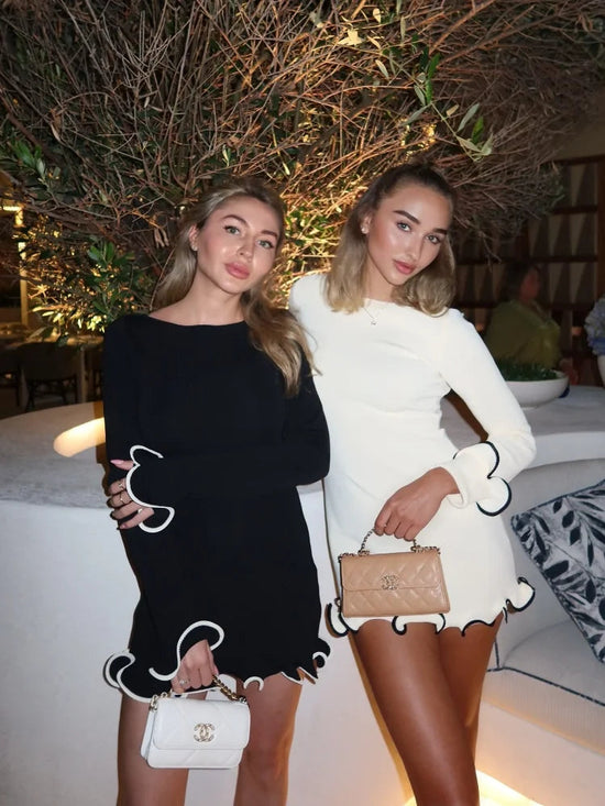 Women Fashion Solid Ruffles Hem Mini Dress Elegant Long Sleeve High Waist Slim Dresses 2025 Summer Vocation Street Vestidos SS69