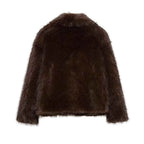 MUJER Faux Fur Coat Plush Fluffy Women's Jacket 2025 Woman Autumn Winter New in Outerwears White Red Gray Black Blends Coats