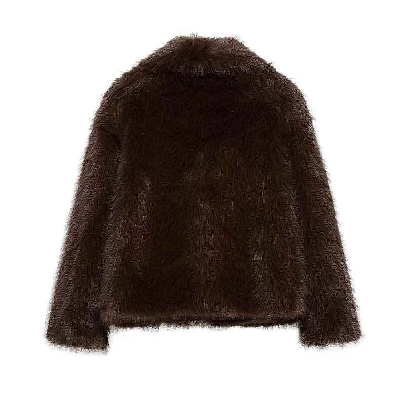 MUJER Faux Fur Coat Plush Fluffy Women's Jacket 2025 Woman Autumn Winter New in Outerwears White Red Gray Black Blends Coats