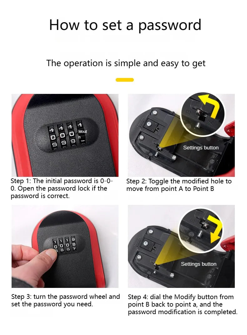 4-Digit Combination Wall Mount Key Lock Box for Secure Storage