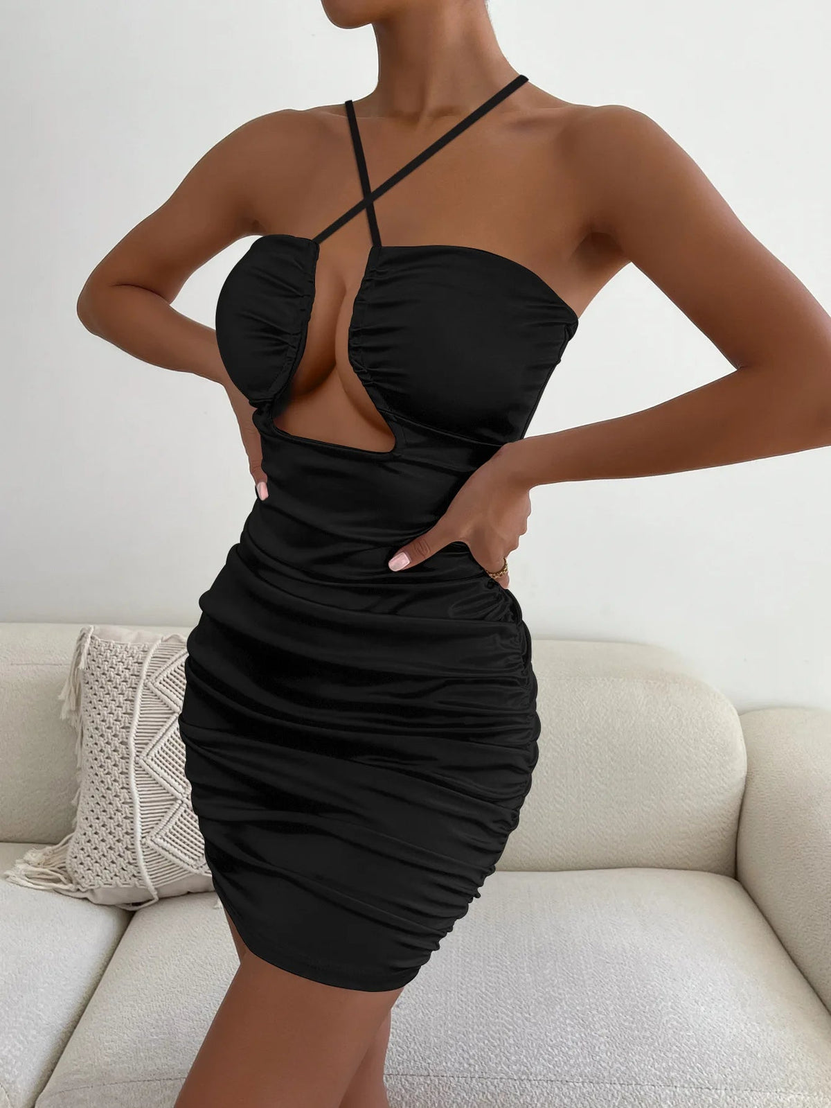 Summer Sexy Neck Lace-up Dress New Fishbone Hollow Pleated Suspender Mini Women Party Dresses Plus Size 9XL 8XL 7XL 6XL XXXXXL SS69