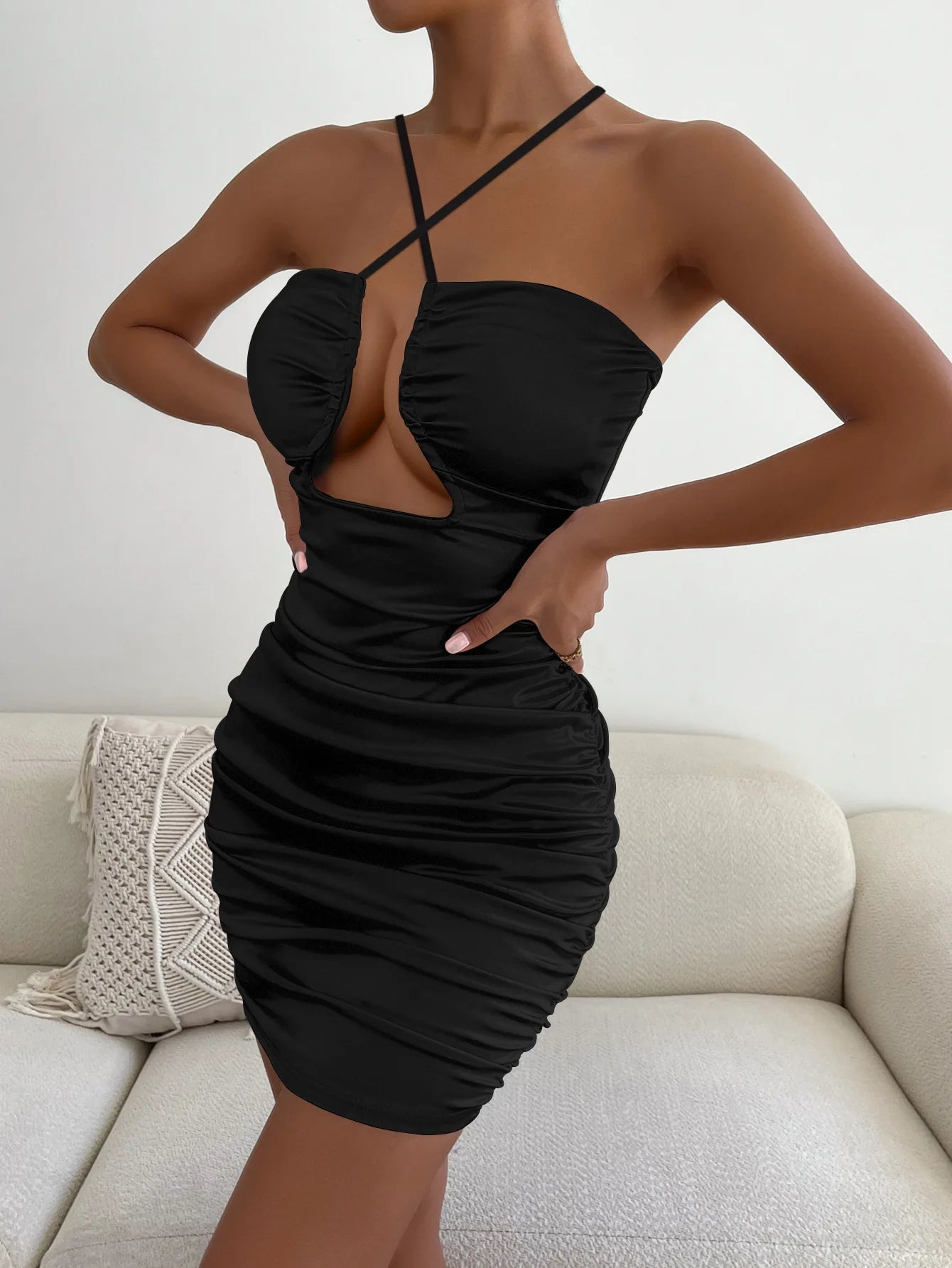 Summer Sexy Neck Lace-up Dress New Fishbone Hollow Pleated Suspender Mini Women Party Dresses Plus Size 9XL 8XL 7XL 6XL XXXXXL SS69