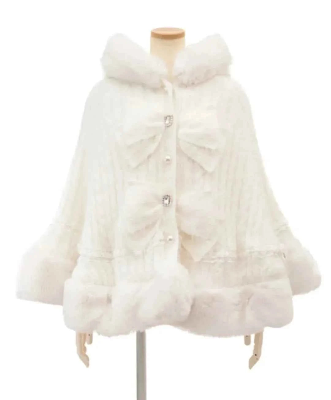 Fall Winter New Sweater Cardigan Women Japanese Mine Sweet Soft Waxy Thick Sweet Pearl Button Hooded Knitted Sweater Cape Jacket