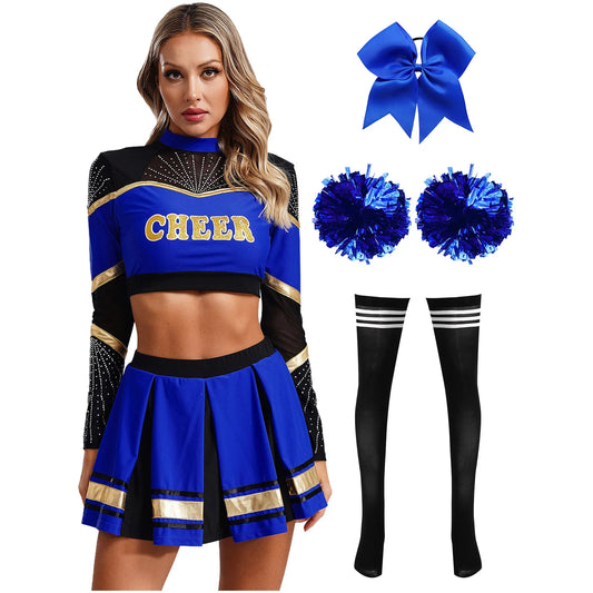SS69 Women Cheerleading Performance Costume Set with Crop Top and Skirt