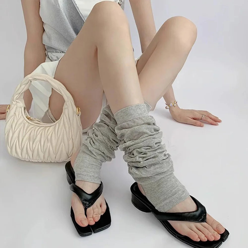 2024 Lolita Leg Warmers Women's Long Socks Wool Knitted Foot Cover Arm Warmer Y2K Autumn Winter Crochet Heap Socks Boot Cuffs SS69 10.69 Light Grey