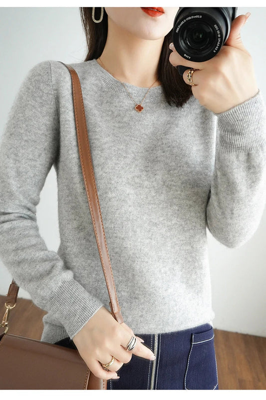 Autumn And Winter Cashmere Sweater Women's Crew Neck Pullover Casual Knitted Top Women's Short Undercoat Fashion 18 Colors SS69