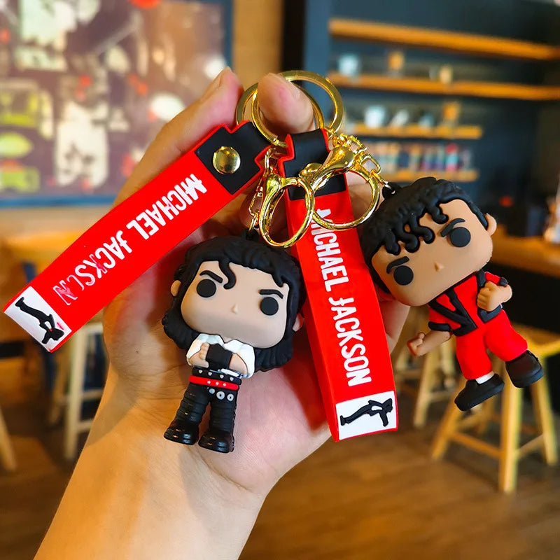 Michael Jackson Silicone Keychain with Gold-Tone Clasp