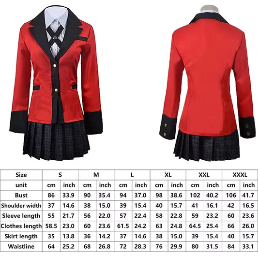 Kakegurui Jabami Yumeko Cosplay Kostuum Halloween Sayaka Dwangmatige Gokker Anime School Meisje Geplooide Rok Uniform SS69