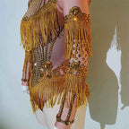 Custom rhinestones bodysuit tassels women Celebrate stage Team pole dance club party fashion leotard clothing