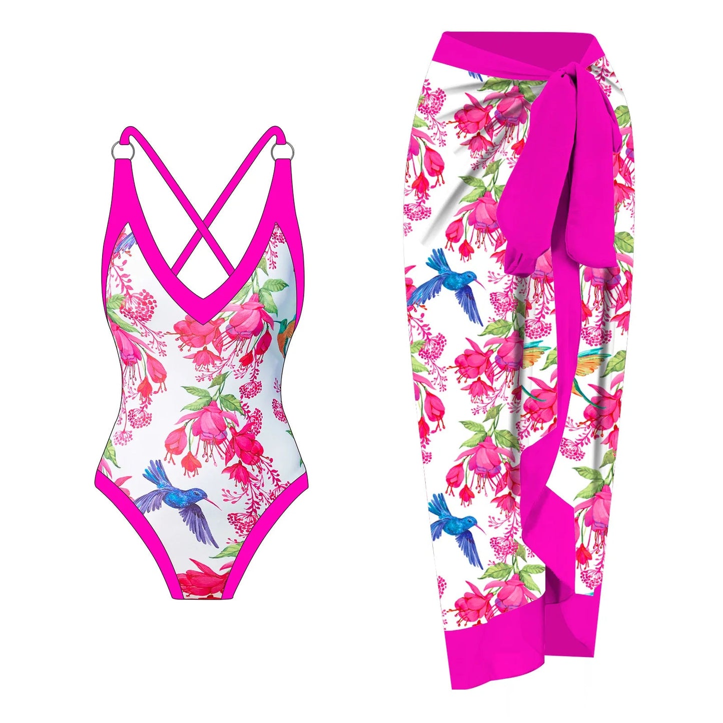 2023 New Arrival Push Up Women Bikini Set Floral Printed Ruffle Bikinis Strappy Bandage Swimwear Brazilian Biquini Bathing Suit SS69