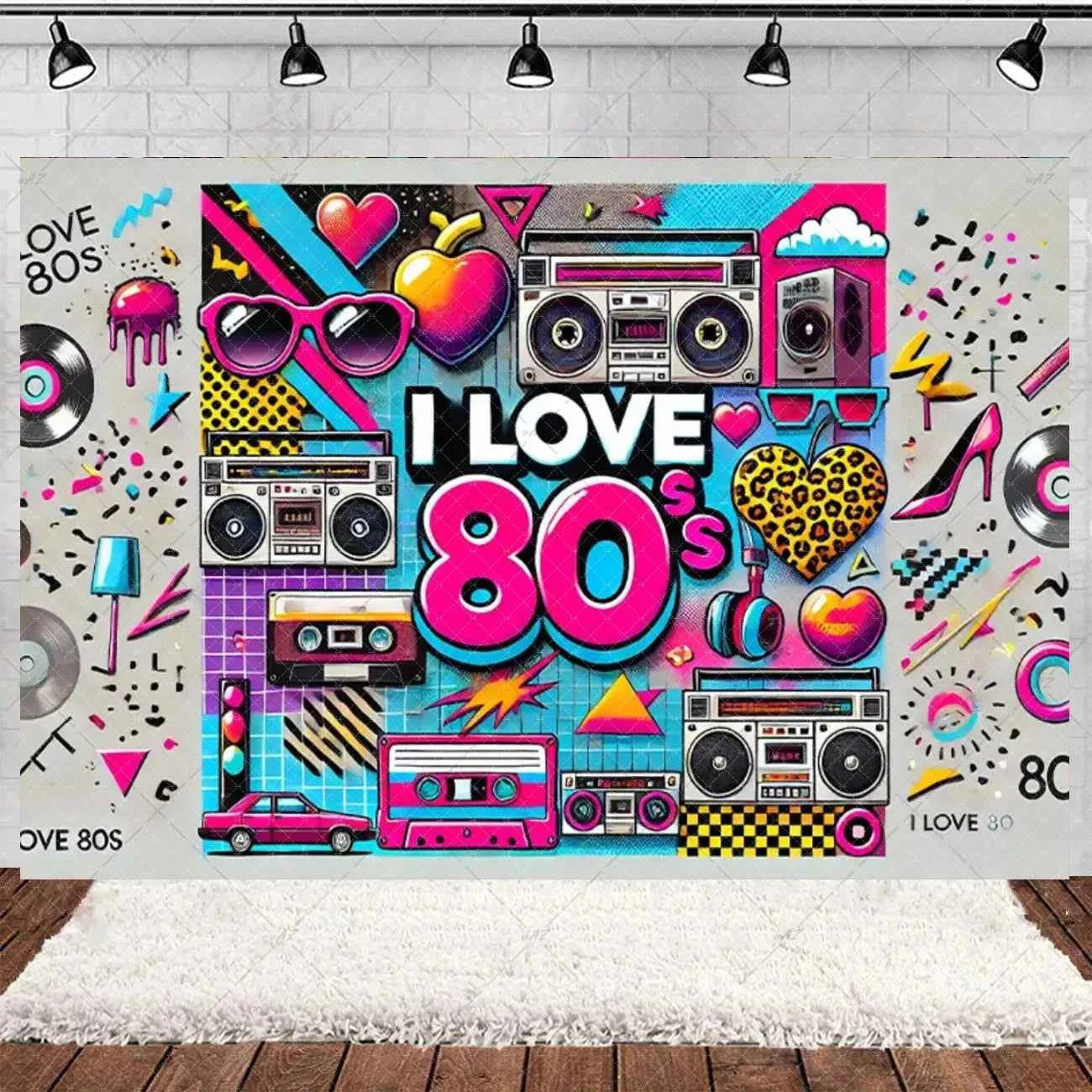 Retro Back to the 70s 80s 90s Backdrop Music Party Decorations Neon Light Graffiti Tapes Disco Background Photo Studio Supplies