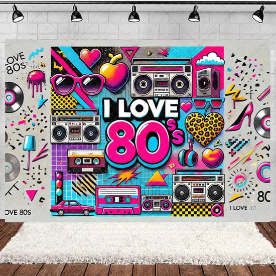 Retro Back to the 70s 80s 90s Backdrop Music Party Decorations Neon Light Graffiti Tapes Disco Background Photo Studio Supplies