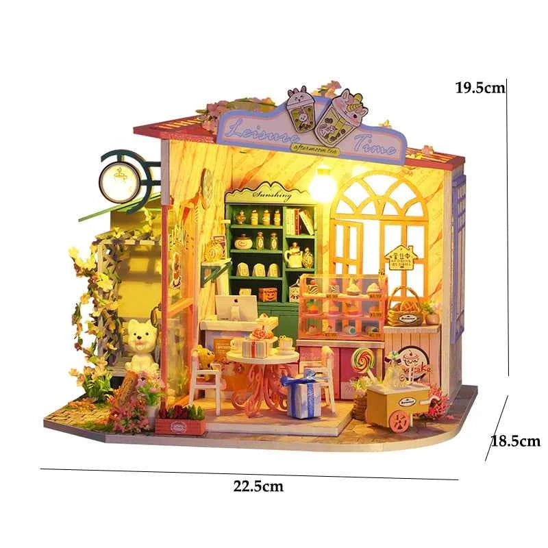 Wooden Miniature Dollhouse with LED Light Creative DIY Flower House Handmade 3D Puzzle Assembly Building Model Toys Doll Houses