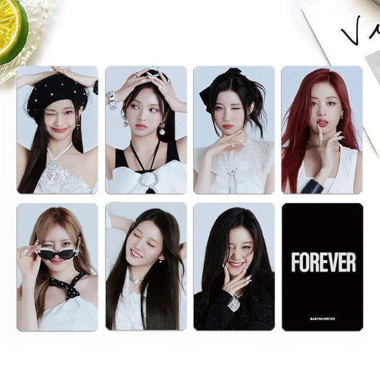 8pcs/set KPOP BABYMONSTER Album HAPPY 1000 DAYS LOMO Card Tea Lu Bao Monster Photo Card AHYEON HARAM RORA RUKA ASA Postcard SS69 7.69 XY-XK-BAB03