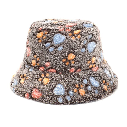 Winter Bucket Hat Women's Fashion Leopard Panama Warm Hats Female Vintage Faux Fur Fisherman Cap Hats For Women Dropshipping