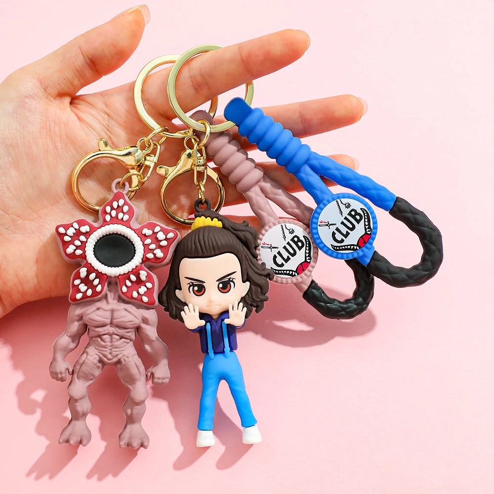 2026 New Fashion Bag Accessories The Horror TV Keychain Mike Will Demogorgon With Strings Rope For Female Children Birthday Gift