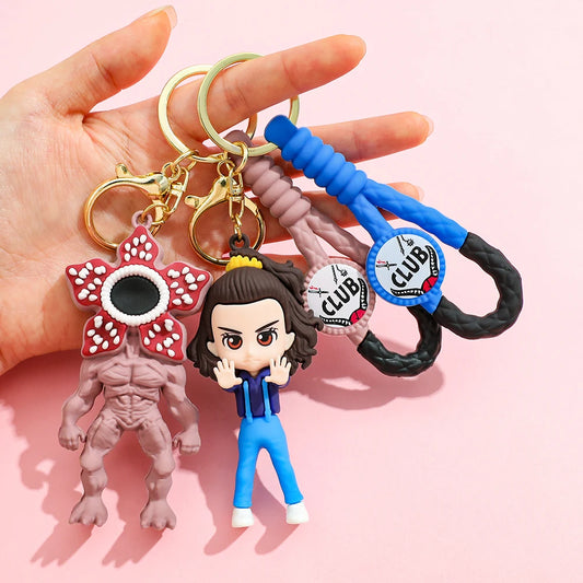 2026 New Fashion Bag Accessories The Horror TV Keychain Mike Will Demogorgon With Strings Rope For Female Children Birthday Gift