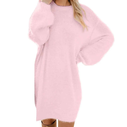 Women Winter Sweater Knit Crewneck Warm Long Sleeve Casual Sweatshirts Dress Elegant Women'S Dresses For Party Vestidos Mujer