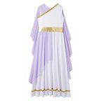 Halloween Ancient Greek Toga Costume Grecian Sleeveless Gown Dress Shawls Flowy Tulle Dress Cosplay Performance Costume