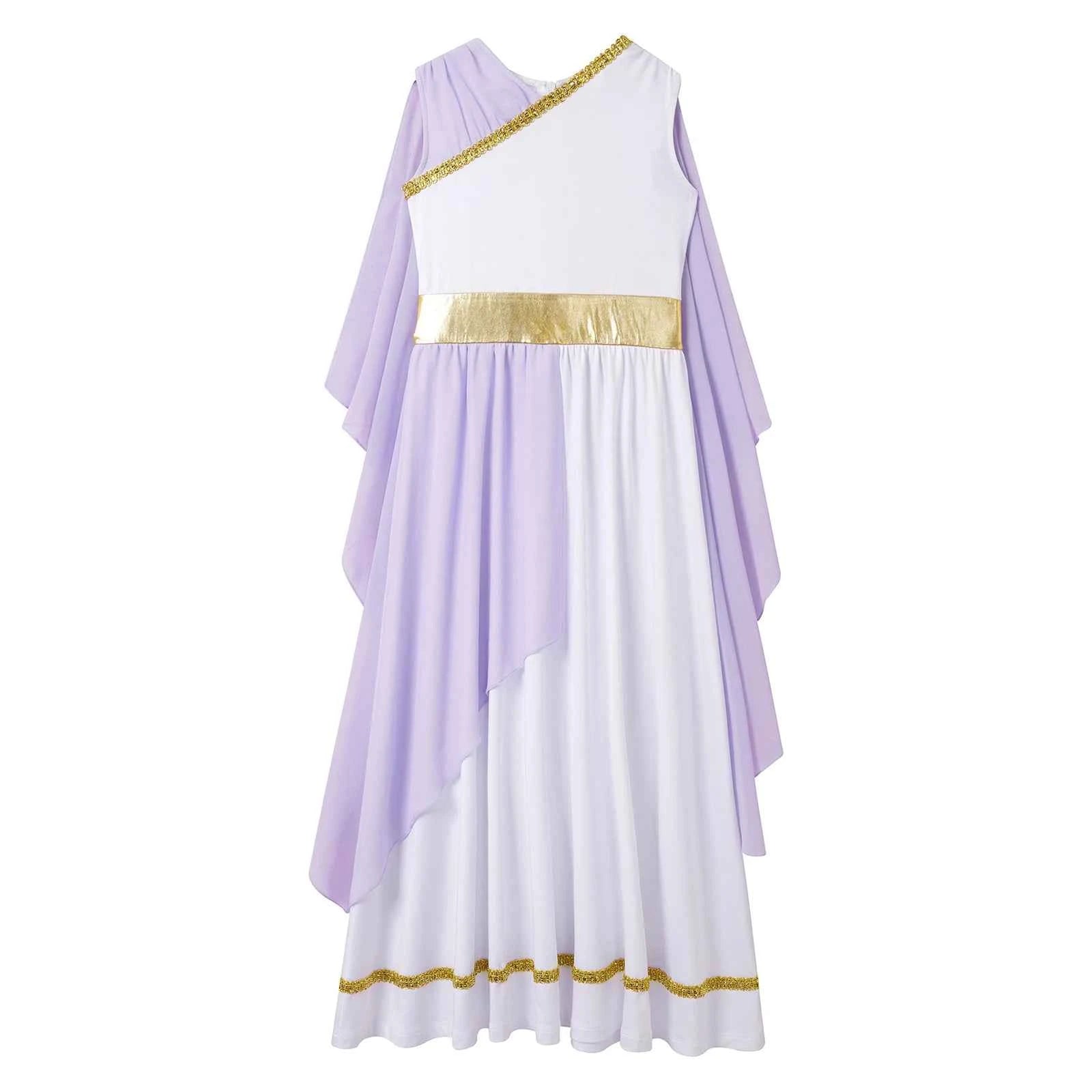 Halloween Ancient Greek Toga Costume Grecian Sleeveless Gown Dress Shawls Flowy Tulle Dress Cosplay Performance Costume