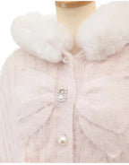 Godivana Lolita Faux Fur Cape Coat with Bow & Rhinestones