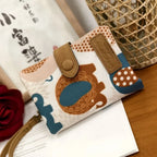 ISKYBOBCN Floral PU Leather Short Wallet with Zipper & Hasp