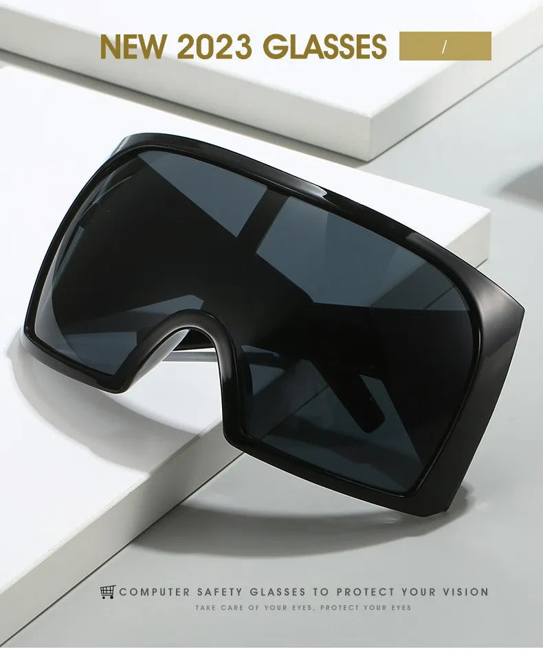 Oversized Punk Shield Sunglasses Women Men Big Frame 2024 Luxury Brand Steampunk Mask Sun Glasses For Ladies Sports Goggle UV400 SS69