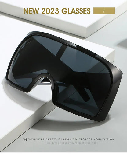 Oversized Punk Shield Sunglasses Women Men Big Frame 2024 Luxury Brand Steampunk Mask Sun Glasses For Ladies Sports Goggle UV400 SS69