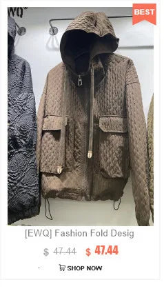 [EWQ] Vintage Long Sleeve Denim Pockets Patchwork V-Neck Orange-red Sweater Loose Tops Old Designs Women Pullover Knitted 6U1329 SS69