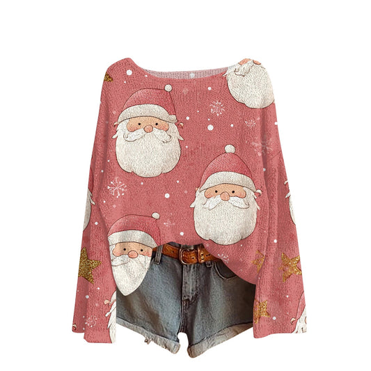 Women'S Round Neck Lightweight Sweater Casual Long Sleeve Christmas Print Knit Pullover Pulls Femmes Ropa De Mujer Woman Clothes SS69