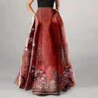 High Waist Pocket Skirts For Women Fashion Bohemian Floral Print Maxi Skirt Party Beach Long Skirt Elegant Vintage Clothing