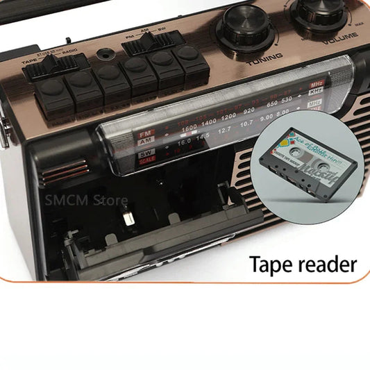 Portable Vintage Retro USB AM/FM/SW Multiband Radio Stereo Wireless Bluetooth Boombox Mp3 Audio Cassette Tape Player Recorder TF SS69