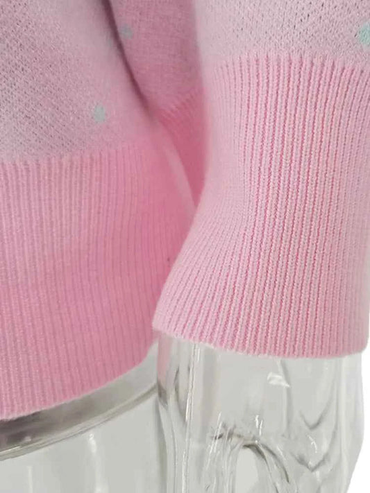 Yangelo Pink Kawaii Sweater Women's Knitted Top Gothic Ghost Bat Pattern Autumn Winter Warm Fairy Grunge Clothing