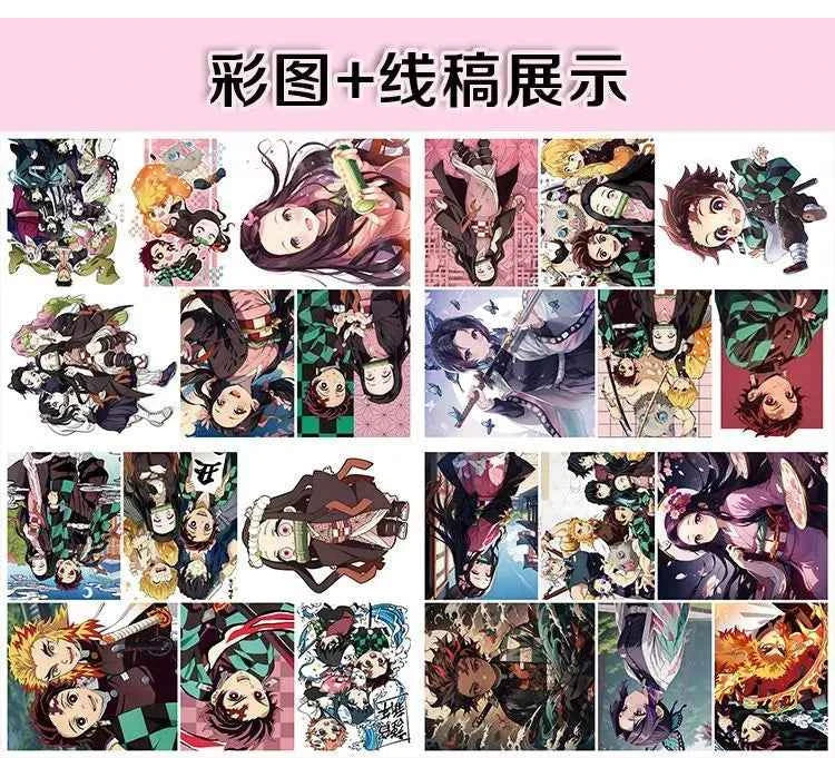 Demon Slayer Anime Coloring Books Kamado Tanjirou Kamado Nezuko Painting Figure Hand Drawn Cartoon Line Draft Drawing Book Gifts