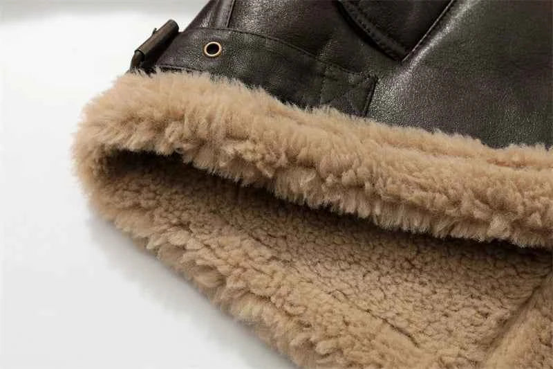 2025 Autumn winter new women's thickened warm double-sided short jacket Women's brown coat