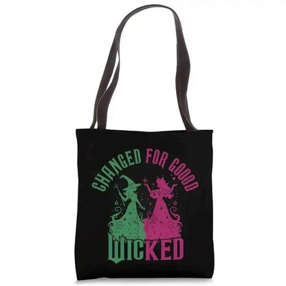 Wicked The Musical Inspired Black Tote Bag  Open-Top Shopper  Shoulder Bag for School, College, Travel & Gift-Giving