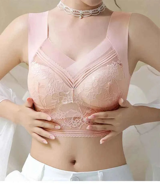 L-6L Women Large Bra Push Up Ice Silk Seamless Upper Bralette Lace Wireless Summer Bras Top Lingerie Underwear Brasieres Mujeres