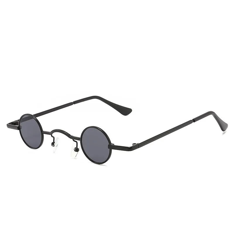 Vintage Rock Punk Man Sunglasses Classic Small Round Sunglasses Women Wide Bridge Metal Frame Black Lens Driving Eyewear SS69 7.69 Grey