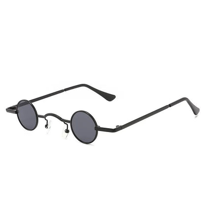 Vintage Rock Punk Man Sunglasses Classic Small Round Sunglasses Women Wide Bridge Metal Frame Black Lens Driving Eyewear SS69 7.69 Grey