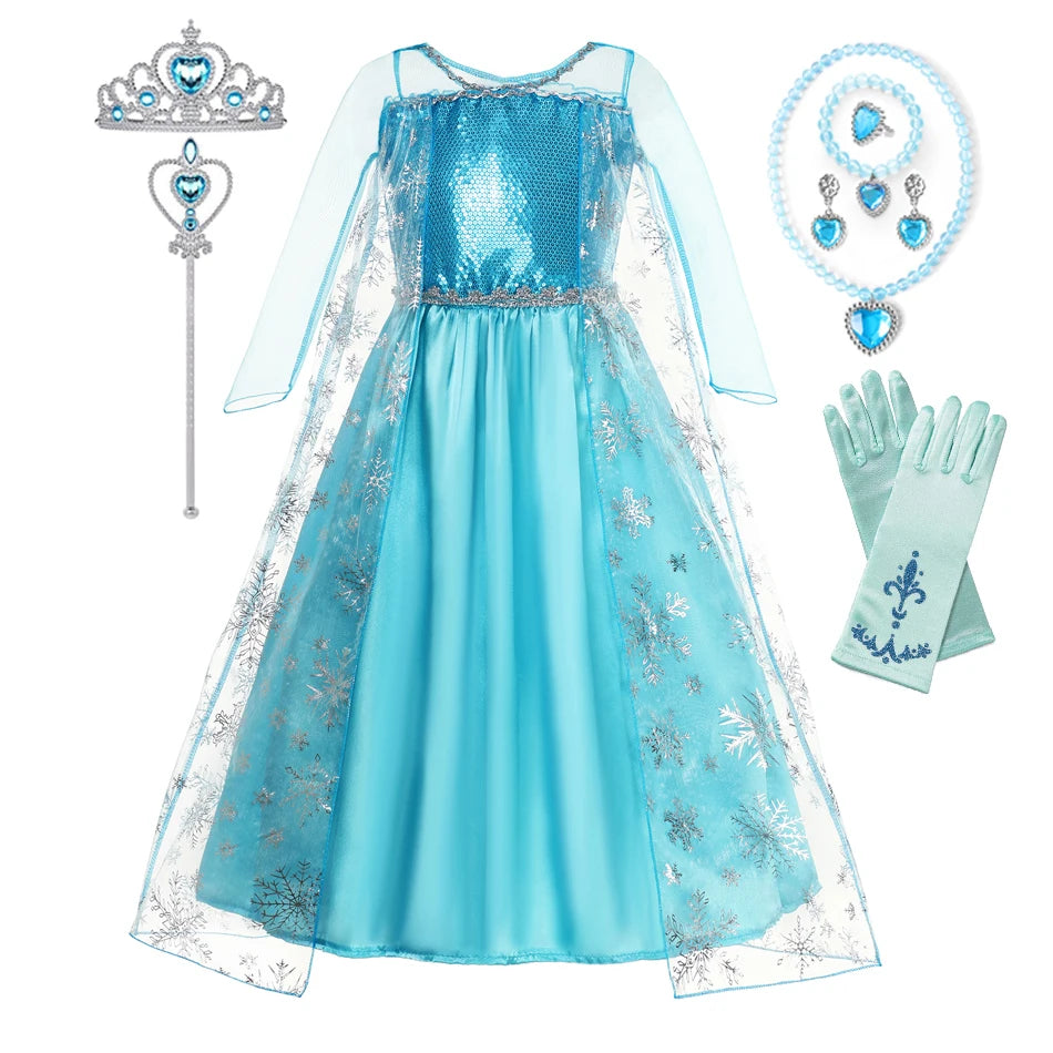 YOFEEL Girls Snow Queen Elsa Ball Gown Costume