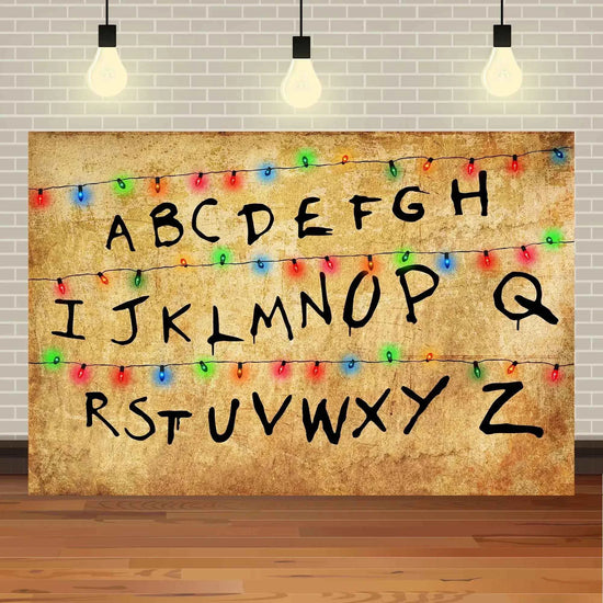 American TV Stranger Theme Background Lights Alphabet Episode Series Vinyl Banner Party Decoration Supplies Photo Prop Baby Gift