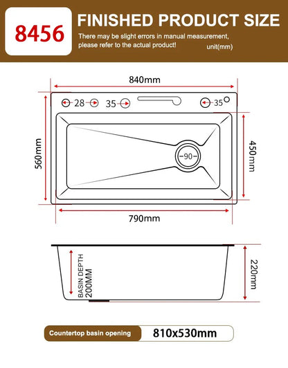 BOSX 304 Stainless Steel Kitchen Sink with Waterfall Faucet and Digital Display