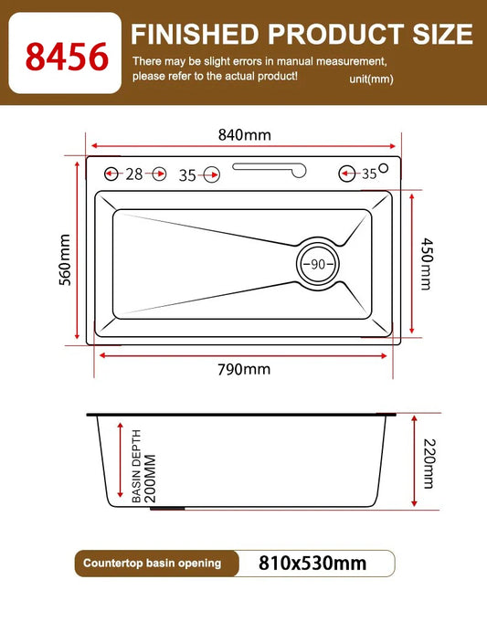 BOSX 304 Stainless Steel Kitchen Sink with Waterfall Faucet and Digital Display