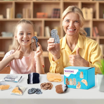 Alpaca Needle Felting Kit - Set of 3 Different Alpaca Doll Wool Felt Needle Felting Tools Foam Pad, DIY Home Decoration Needle SS69